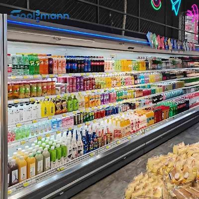 Single Temperature Open Front Display Fridge , Vertical Display Case Refrigerator