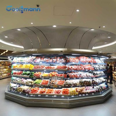 Automatic Defrost Open Display Chiller Cabinet With Night Wind Air Curtain Cooler